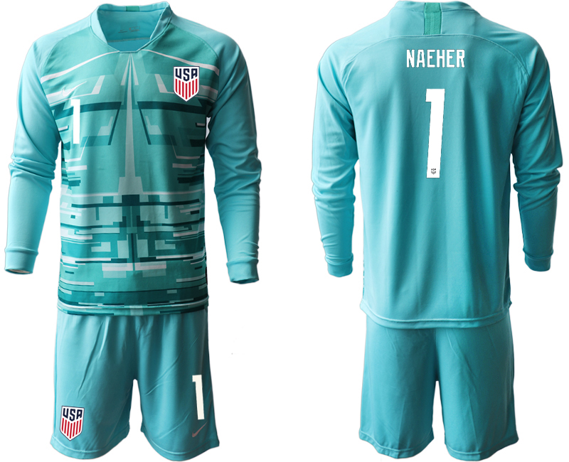 Men 2020-2021 Season National team United States goalkeeper Long sleeve blue #1 Soccer Jersey->united states jersey->Soccer Country Jersey